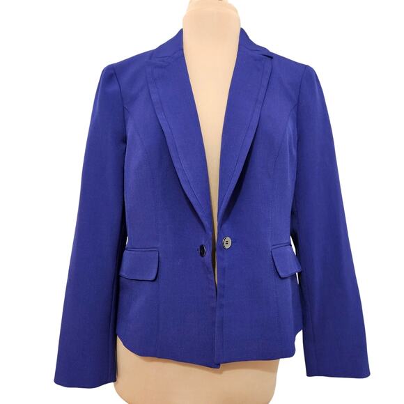 Kasper Royal Blue Blazer Jacket Womens Plus Size 16 Career Workwear Basic - Picture 1 of 12
